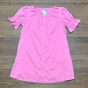 Addison Bay Pink Puff Sleeve Mini Dress M Feminine Summer Poplin